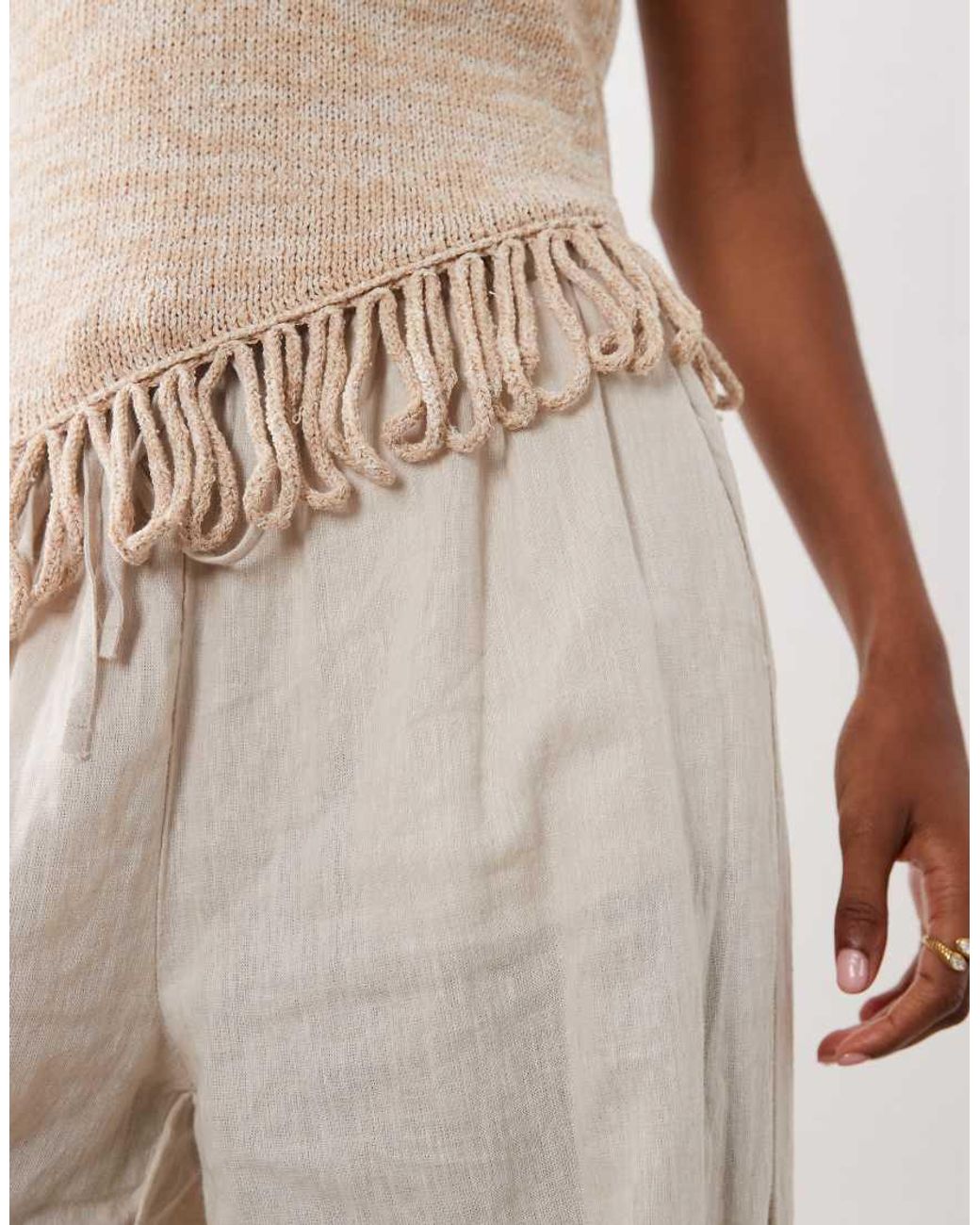 ASOS Natural Asym Fringe Twisted Knit Cami