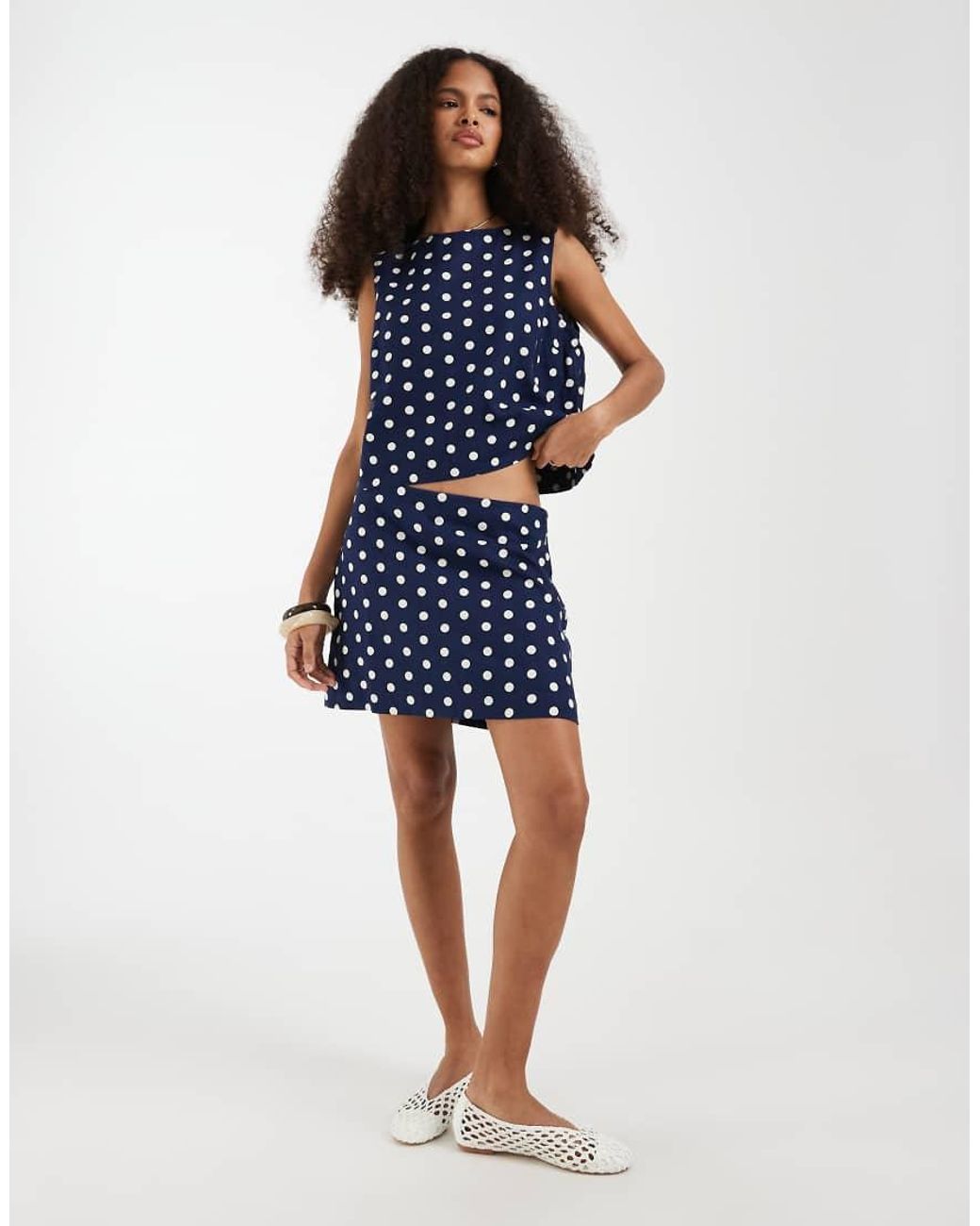 Gap Blue Linen Blend Cropped Top
