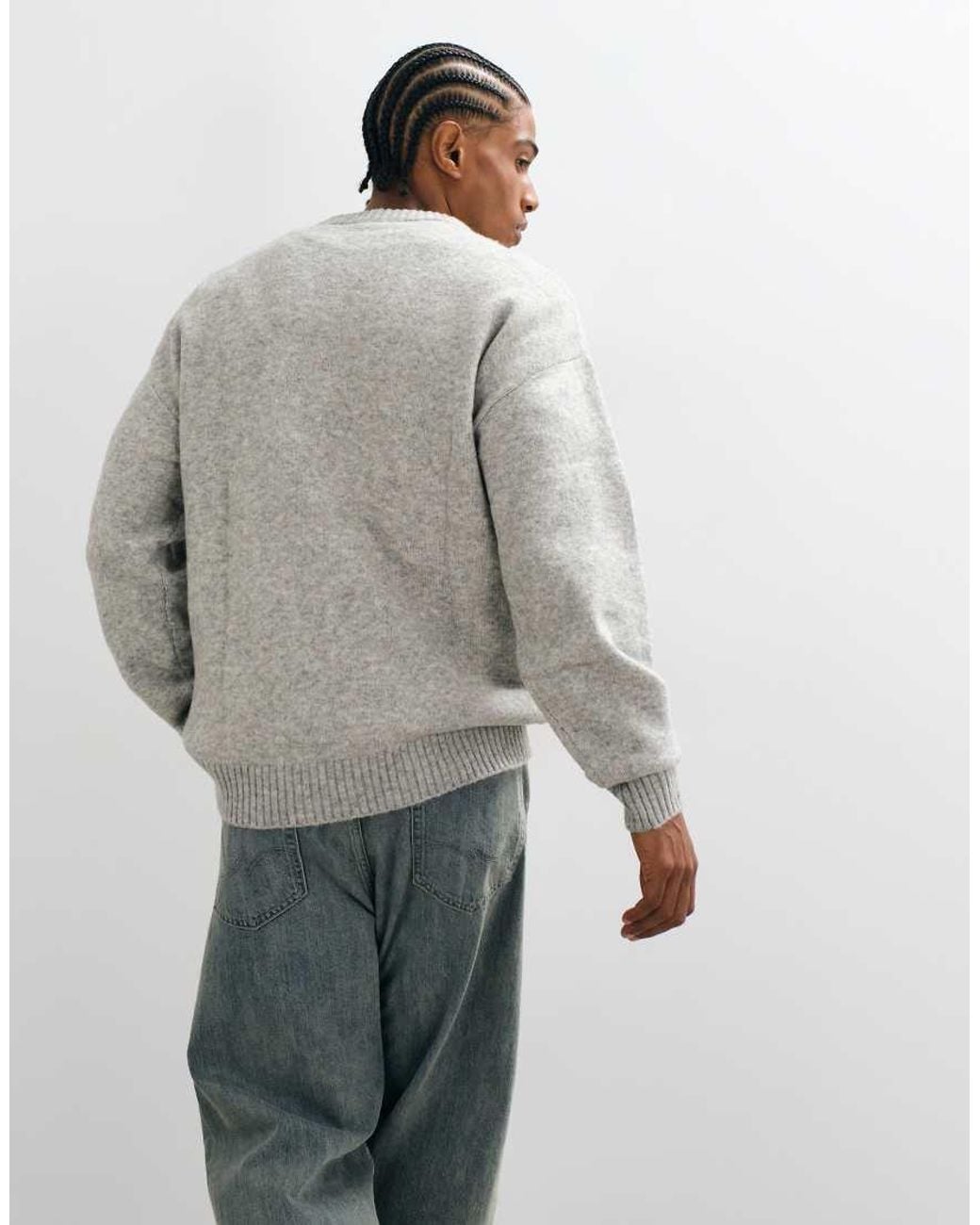 Jack & Jones Gray Relaxed Fit Fluffy Jumper for men