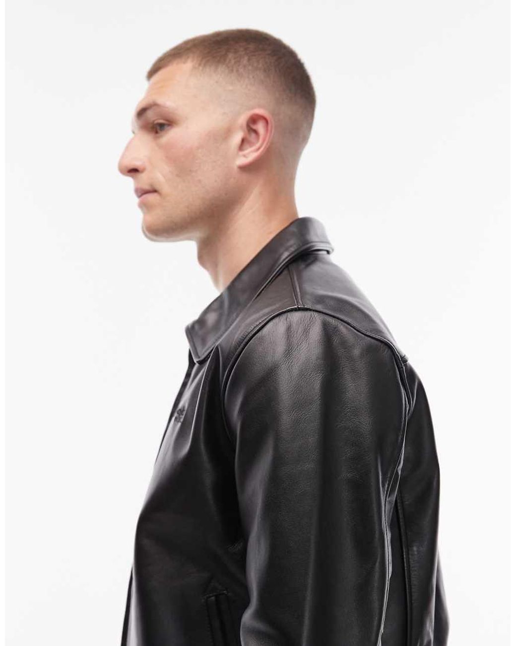 Schott Nyc Black Premium Real Leather Collar Detail Bomber Jacket for men