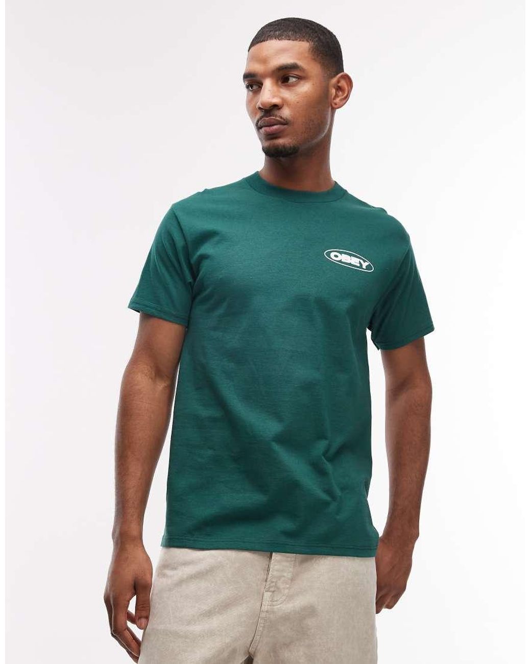 Obey Green Global Impact T-shirt With Back Print for men