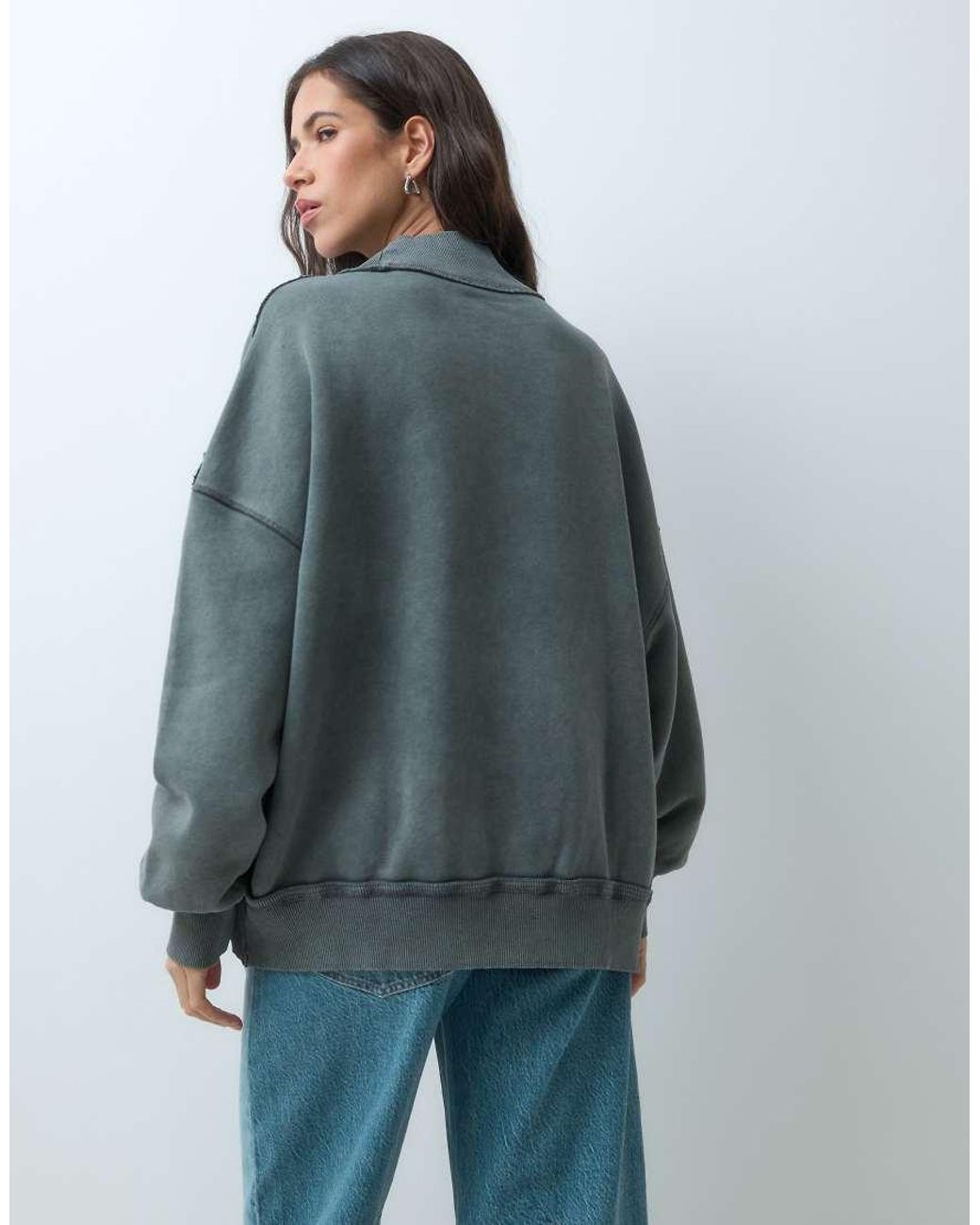 ASOS Blue Washed Drop Shoulder Sweatshirt