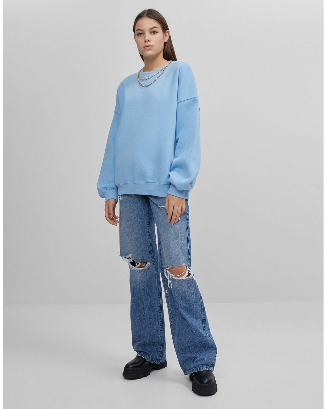 Bershka Denim Ripped 90's Jean in Blue - Save 46% | Lyst