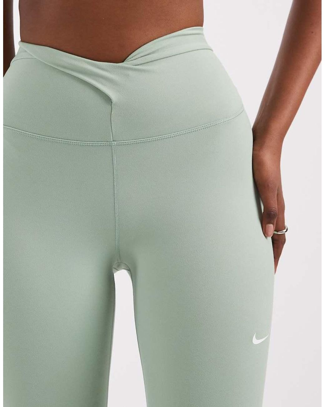 Nike White One Dri-fit Wrap Waist 7/8 leggings