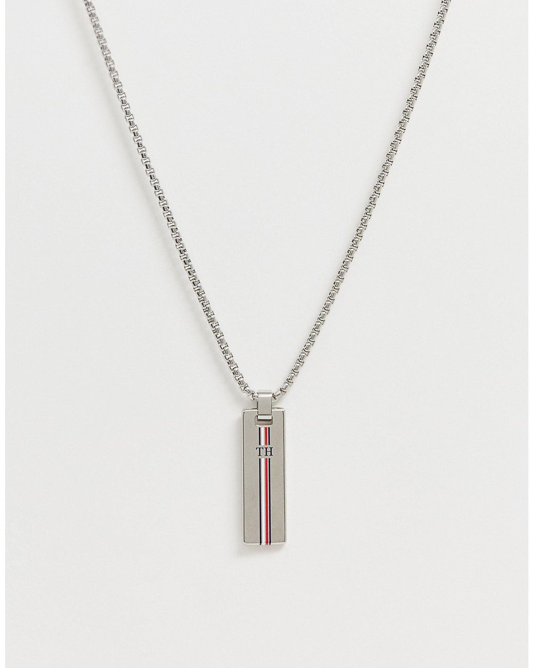 Tommy Hilfiger Neck Chain With Branded Pendant in Silver (Metallic) for Men  | Lyst