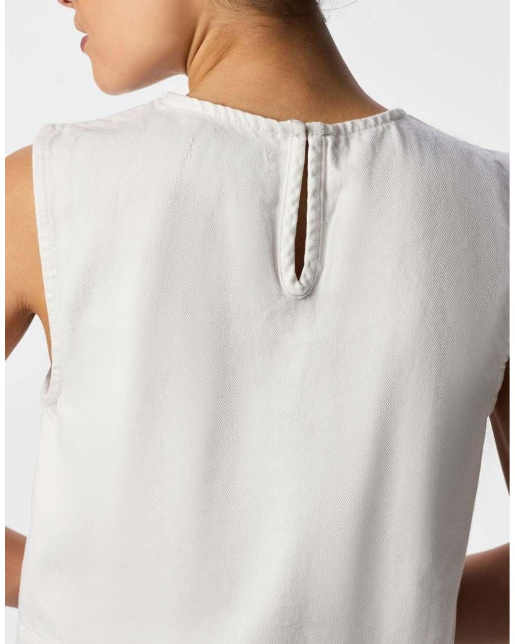 Pieces White Sleeveless Top