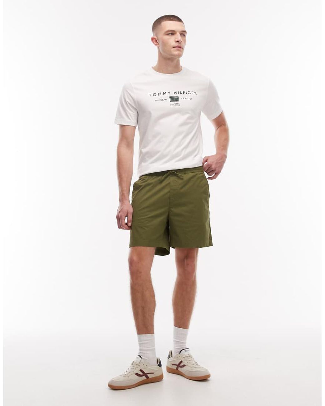 Tommy Hilfiger Green 6 In Shorts In Khaki for men