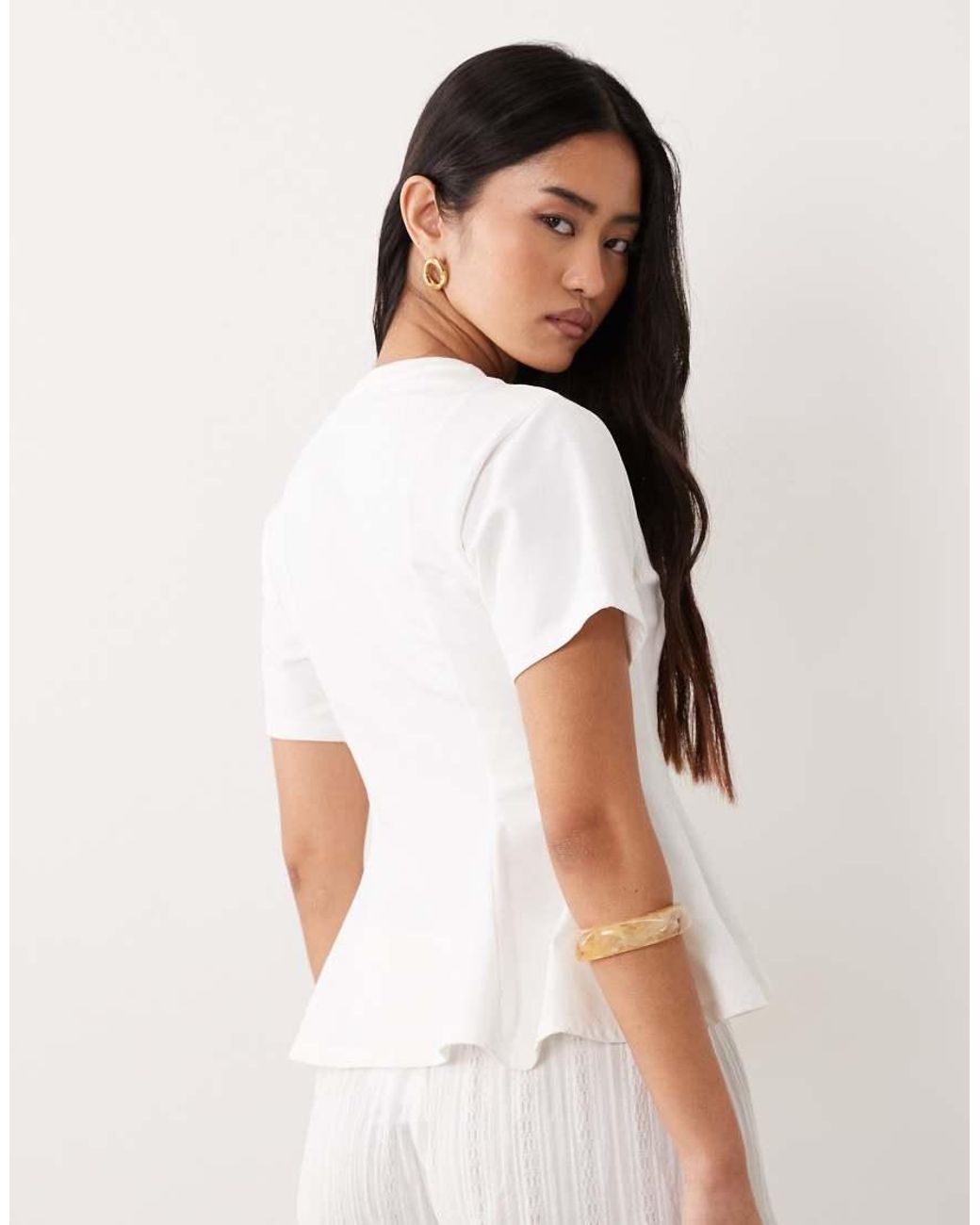 Miss Selfridge White Peplum Hem Detail Tee