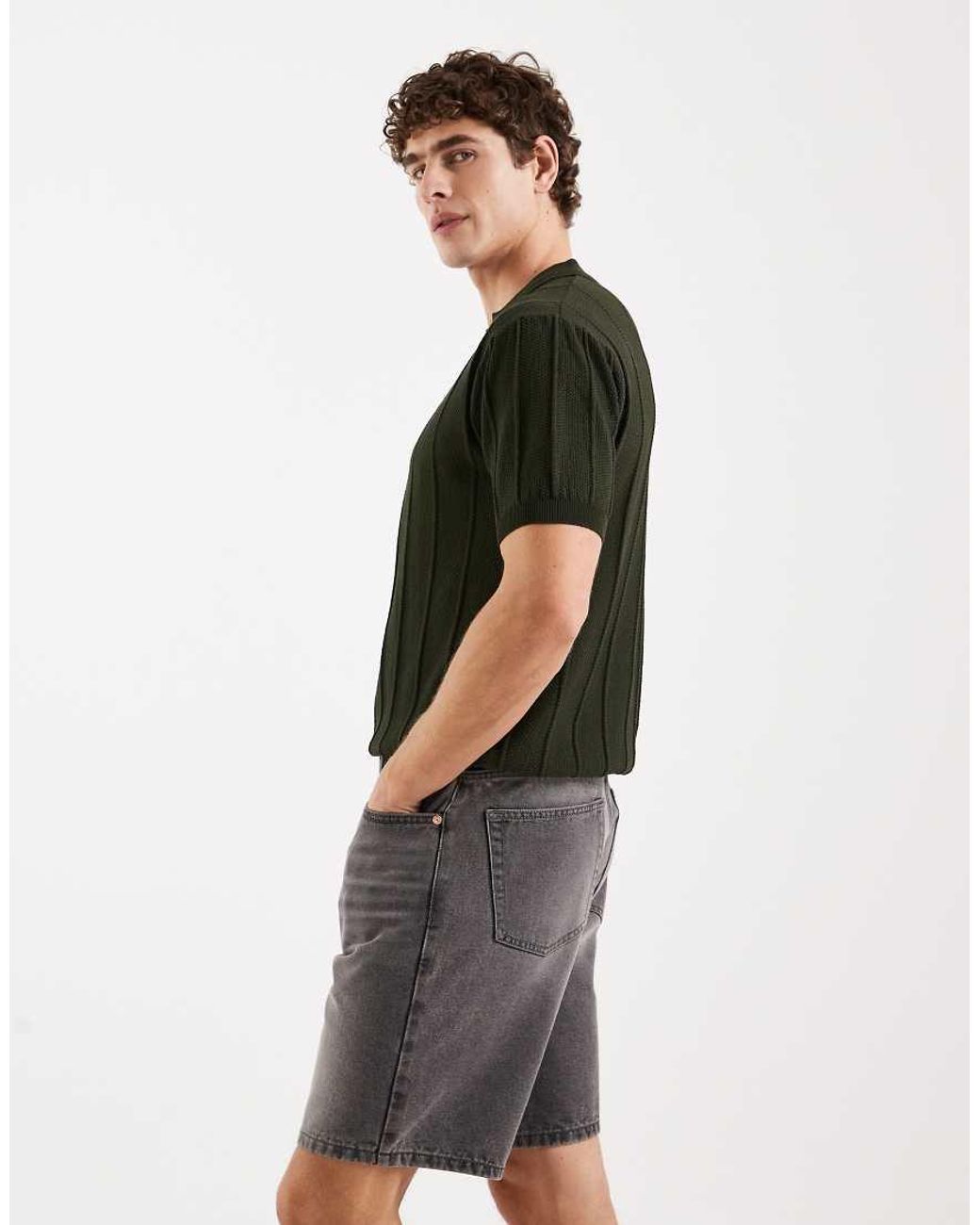 Redefined Rebel Black Valencia Loose Fit Denim Shorts for men