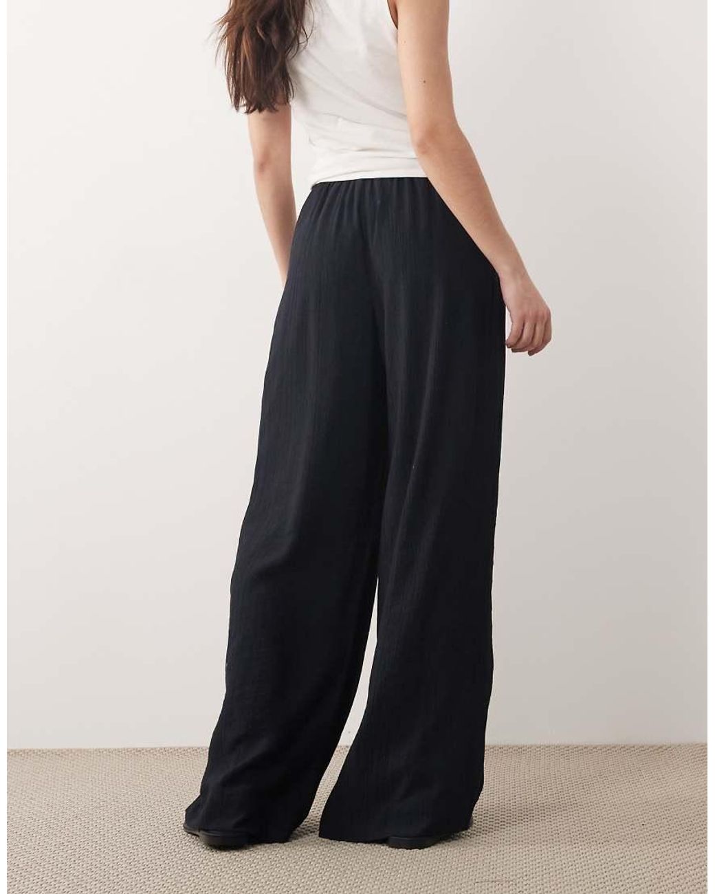 Abercrombie & Fitch Blue Wide Leg Tie Up Waist Trousers