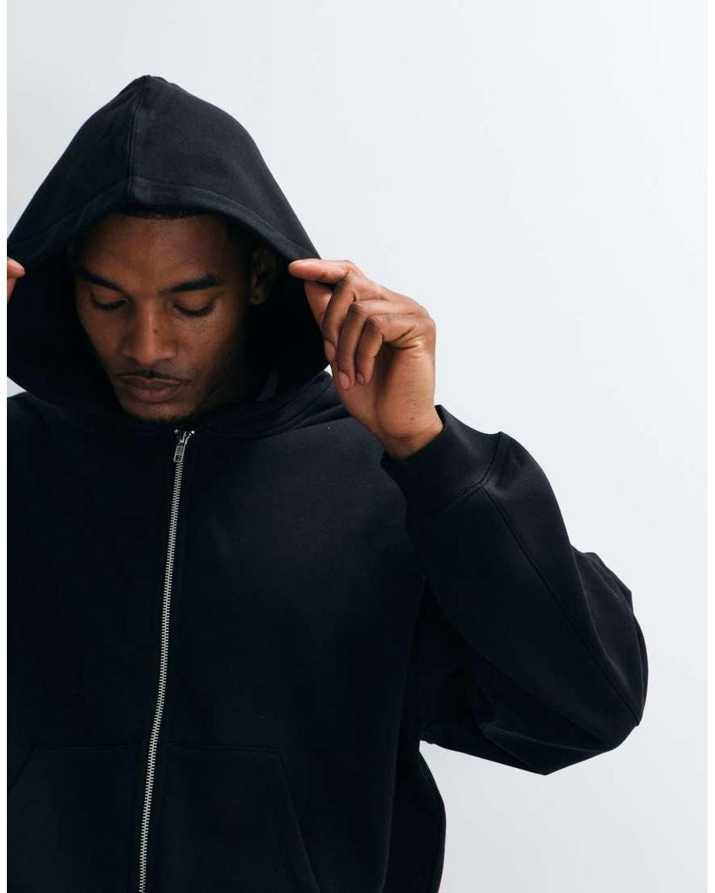 Collusion Blue Heavyweight Boxy Zip Through Hoodie for men