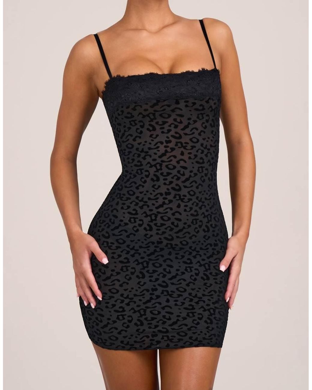 Oh Polly Black Lace Trim Cami Mini Dress