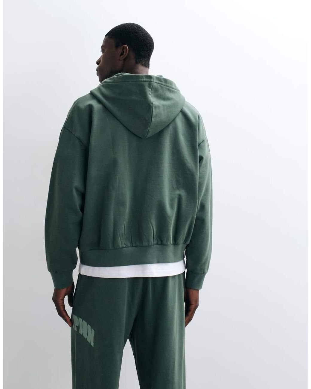 Champion Green Future Memories Oversized Full Zip Hoodie for men