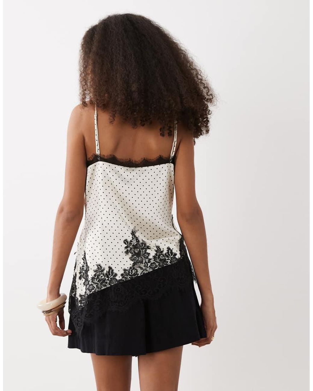 Vero Moda White Lace Trim Asymmetric Detail Cami Top