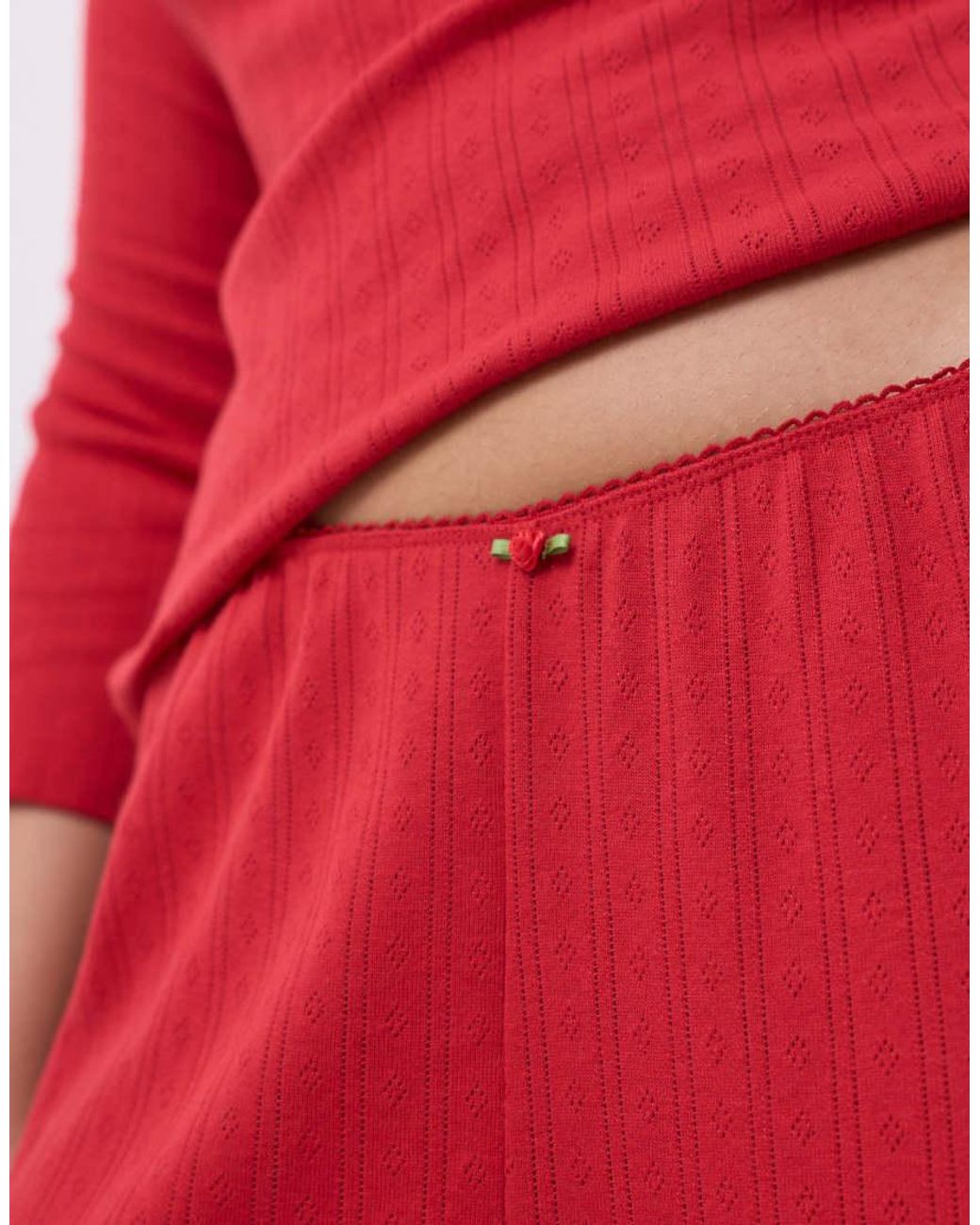 ASOS Red Asos Design Curve Lounge Pointelle Pyjama Trouser