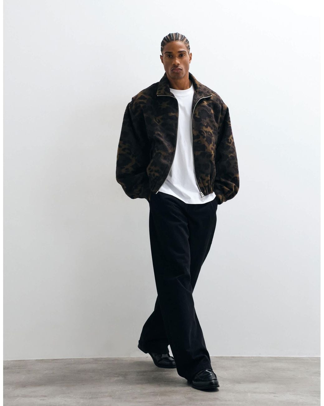 Bomber oversize léopard ASOS pour homme en coloris Black
