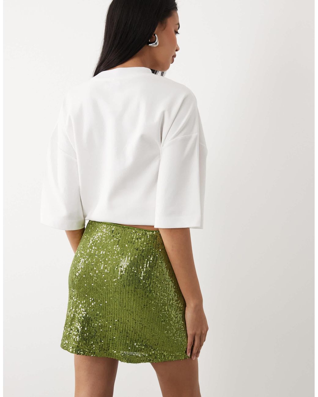 Mini-jupe drapée à sequins ASOS en coloris Green