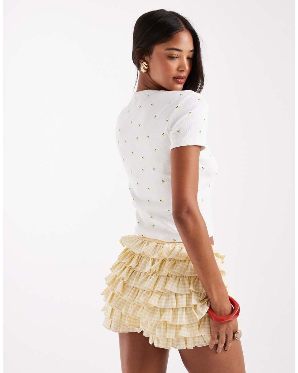 ONLY White Ribbed Cropped Top