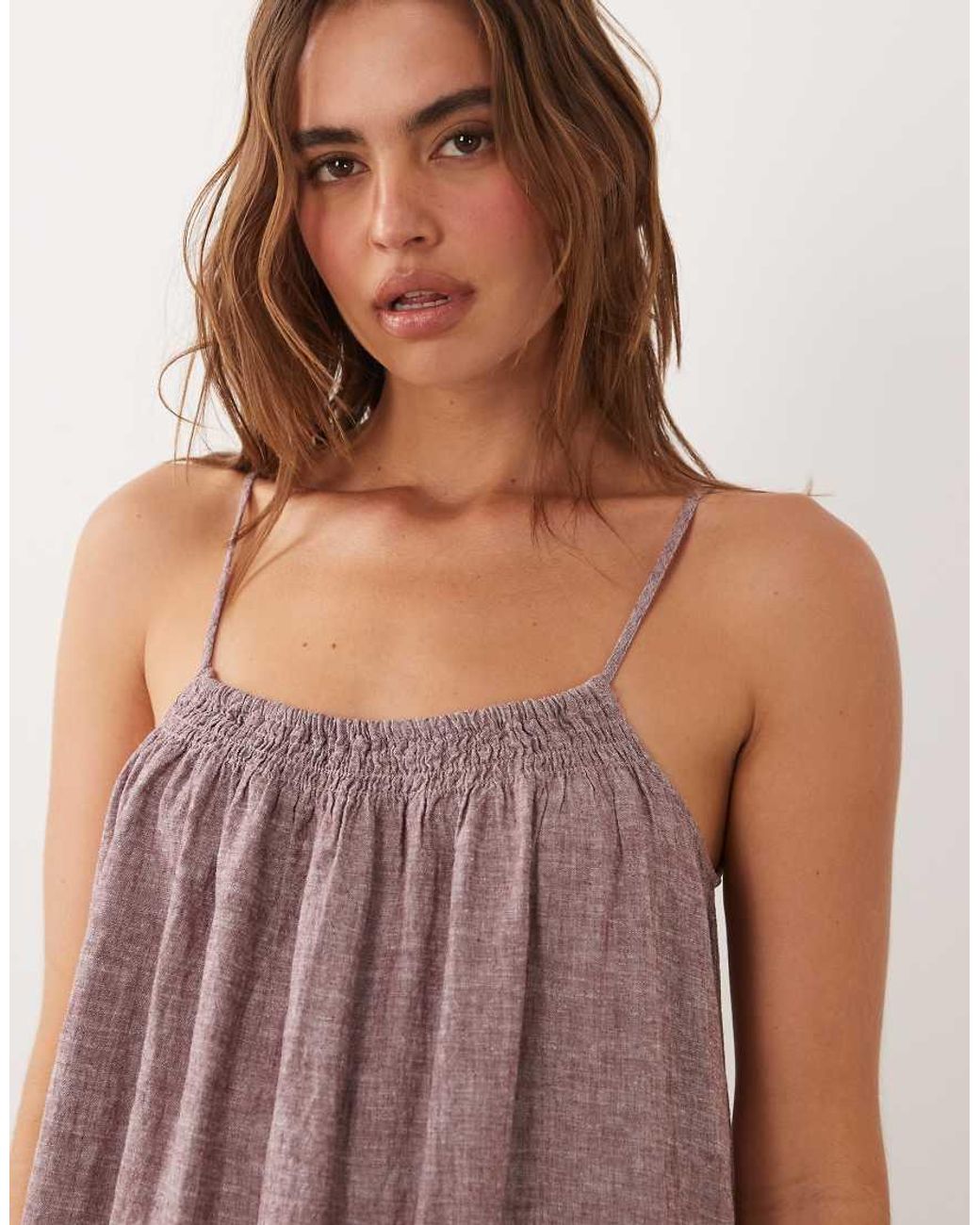 Jdy Pink Linen Blend Cami Midaxi Dress