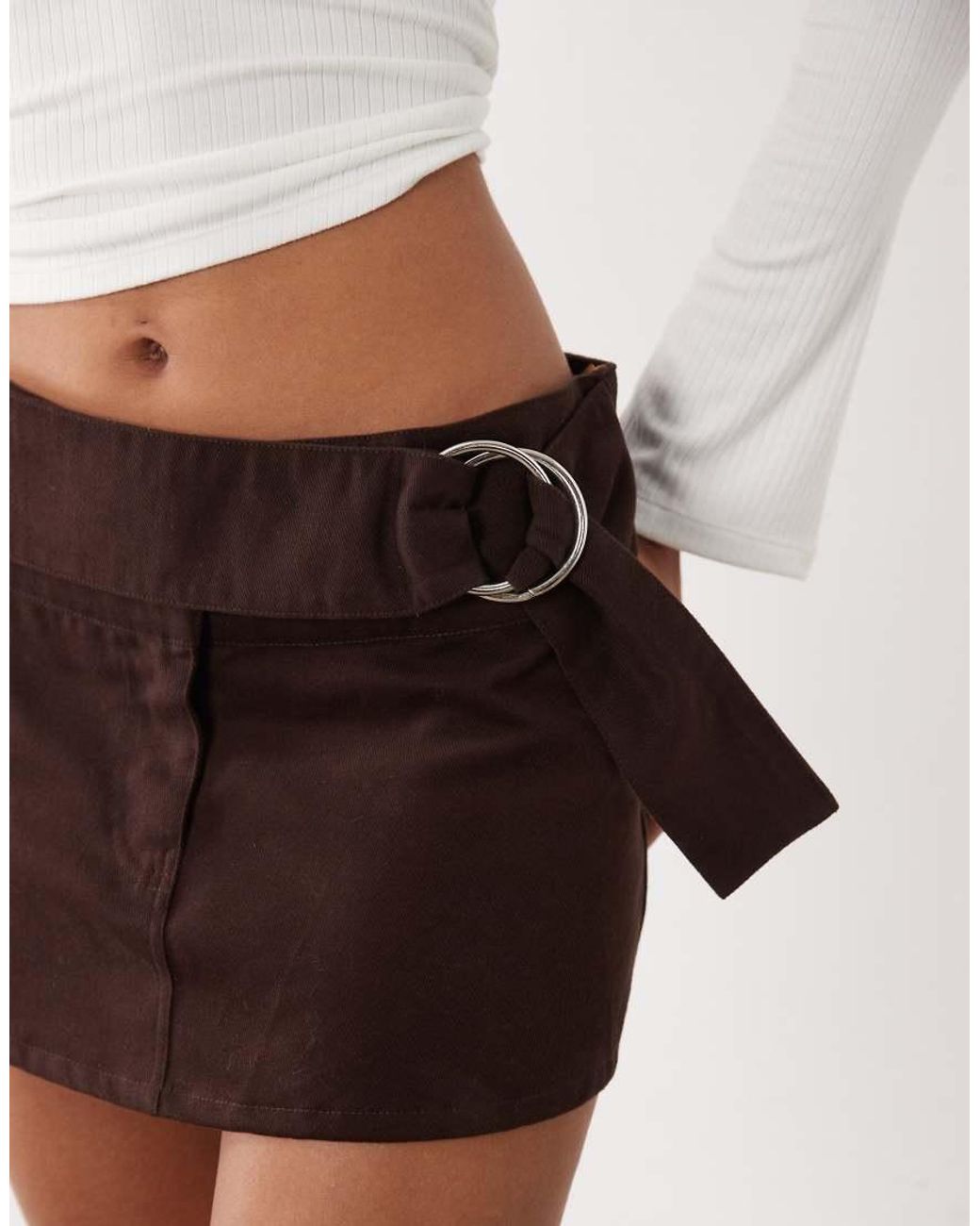 Motel White Litasa Buckle Belt Mini Skirt