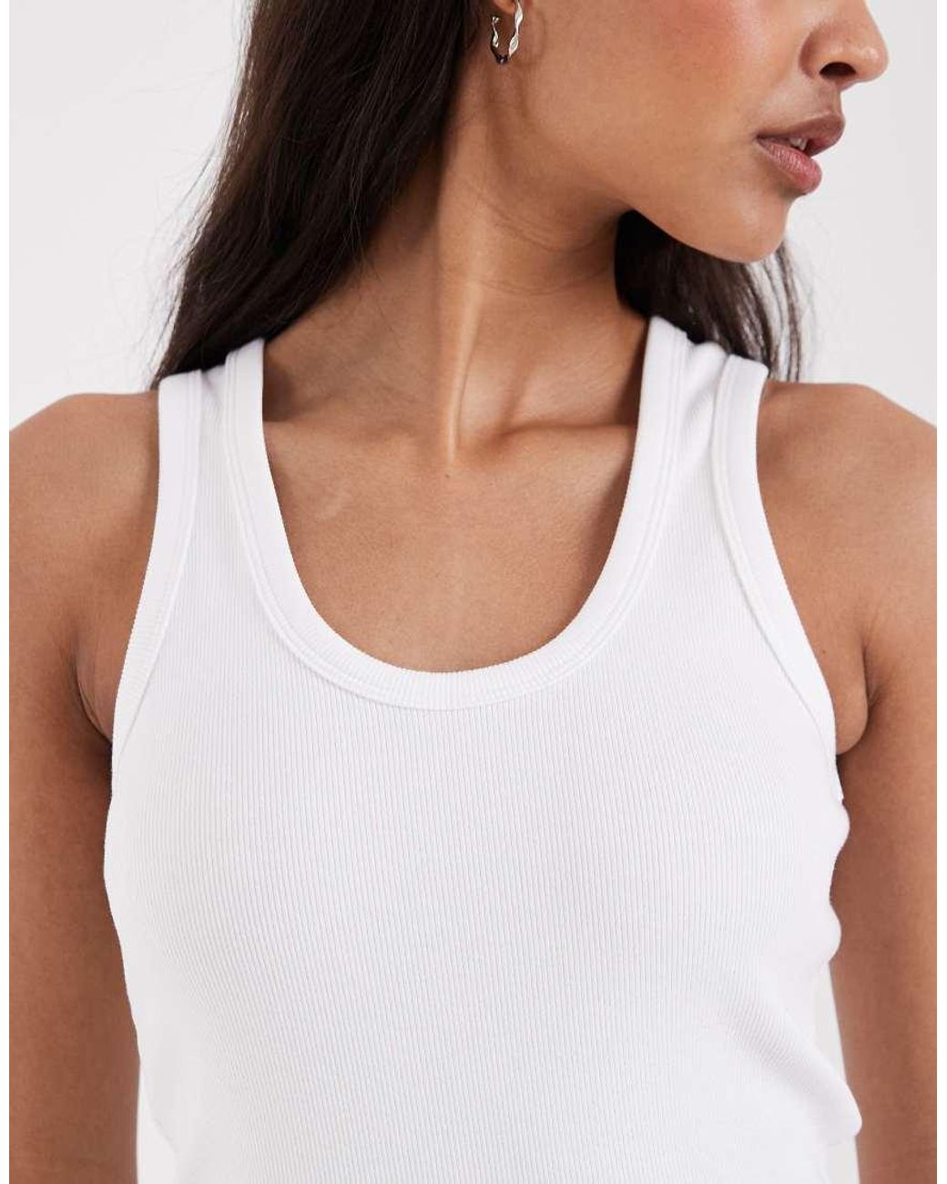 JJXX White Frida Ribbed Singlet