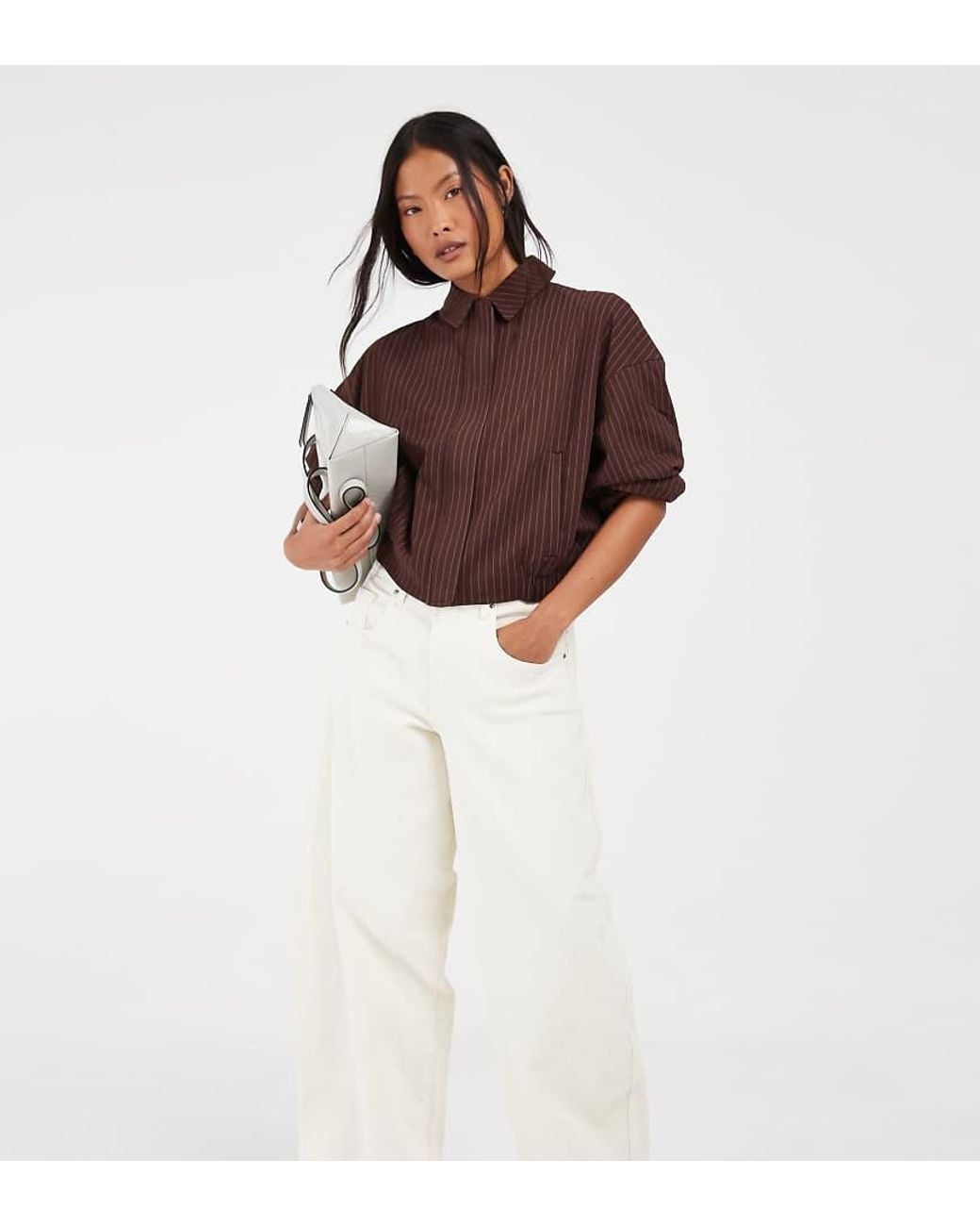 Only Petite Brown Tamy Barrel Jeans