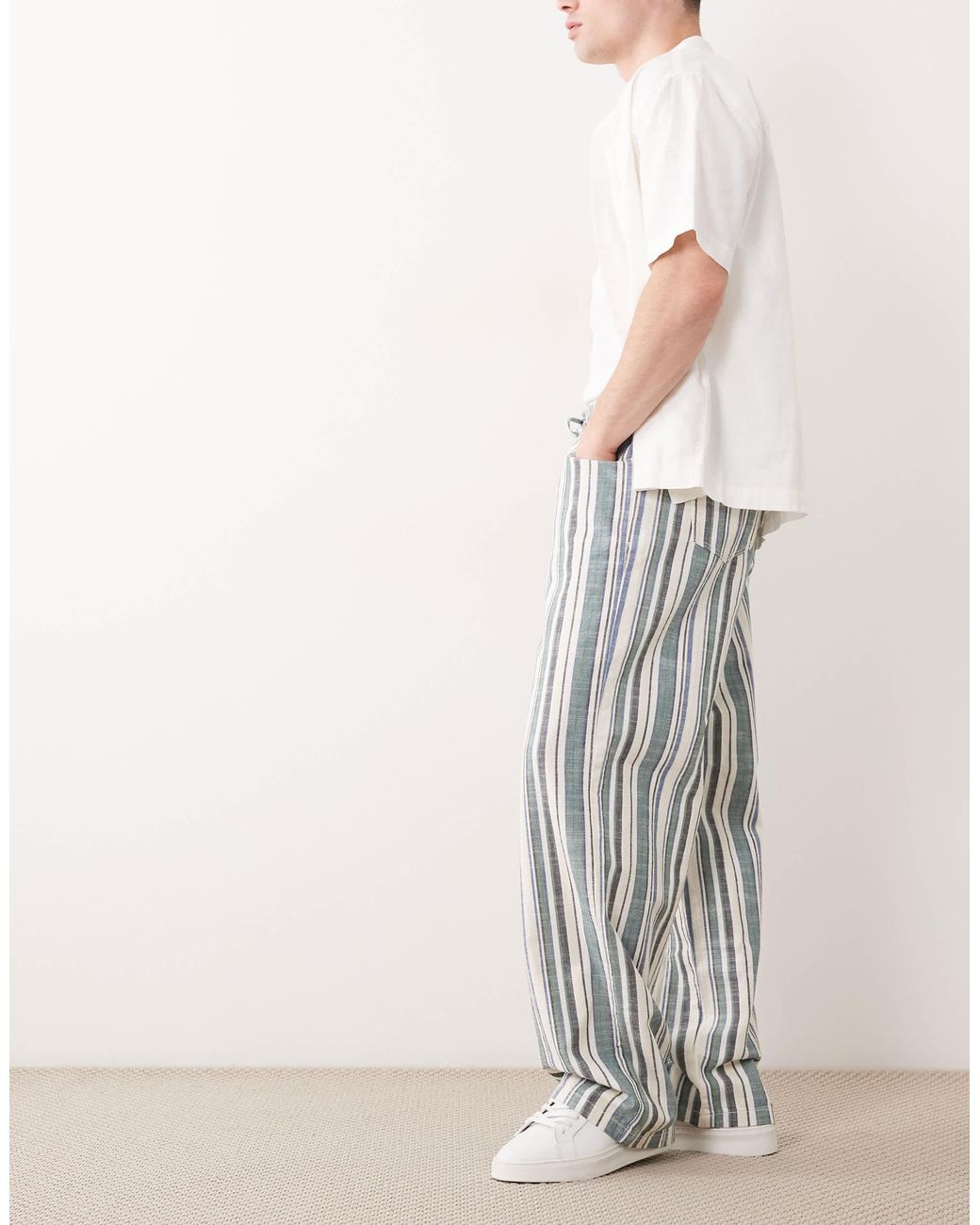 ASOS White baggy Elasticated Pants for men