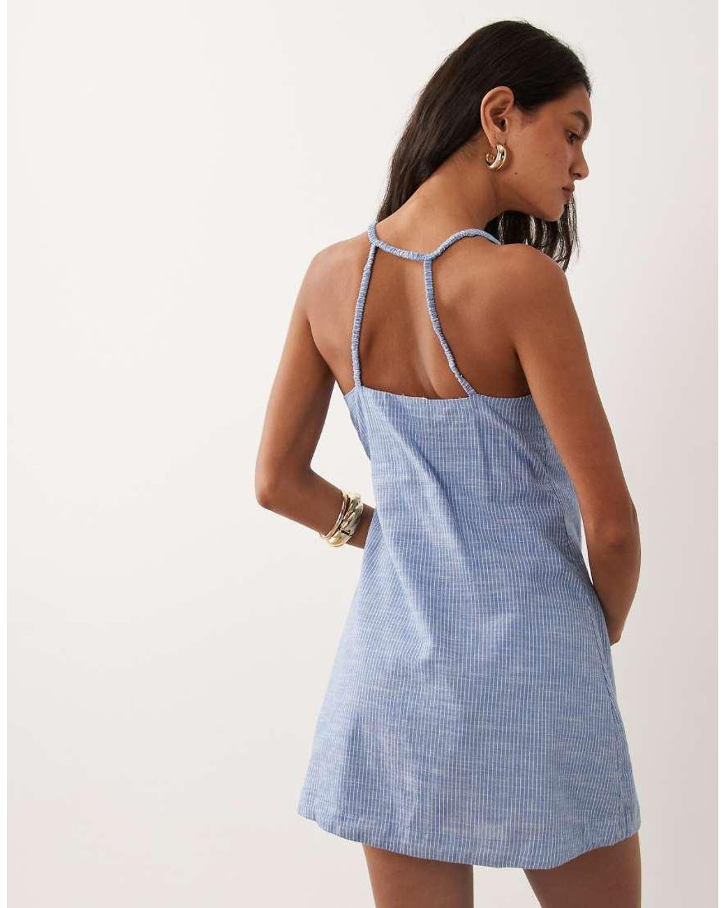 Cotton On Blue Isabelle Wrap Halter Mini Dress