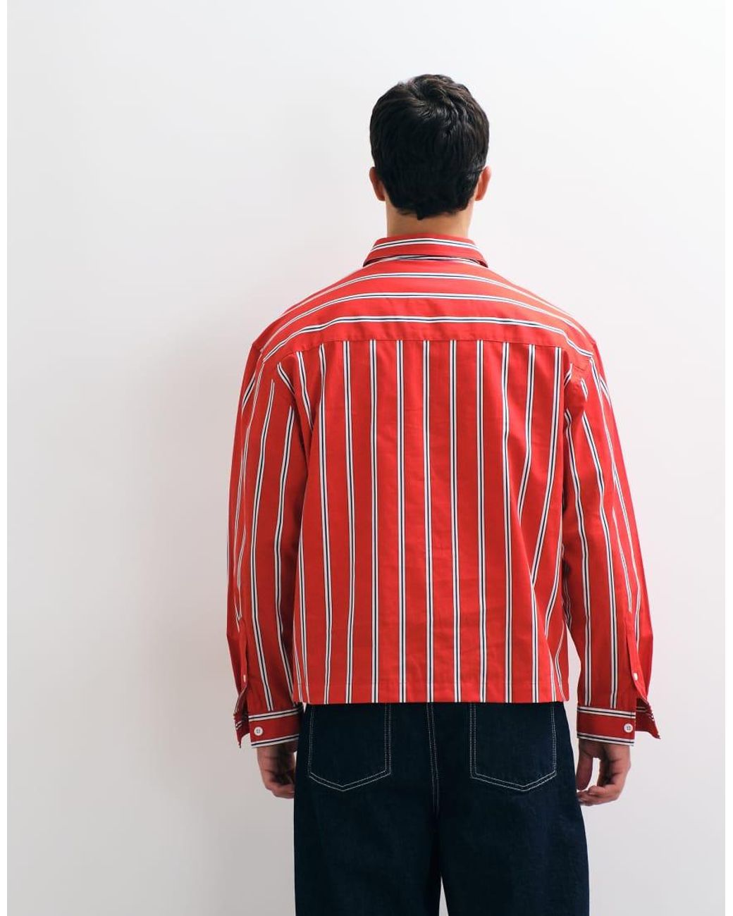 ASOS Red Boxy Oversized Stripe Shirt for men