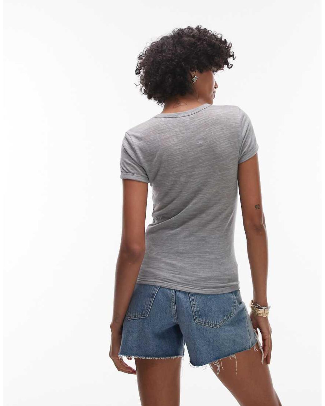 TOPSHOP Blue Linen Tee