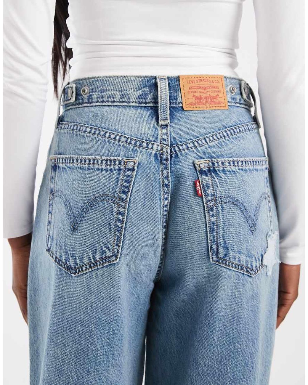 Levi's Blue Cinch Baggy Patchwork Denim Jeans