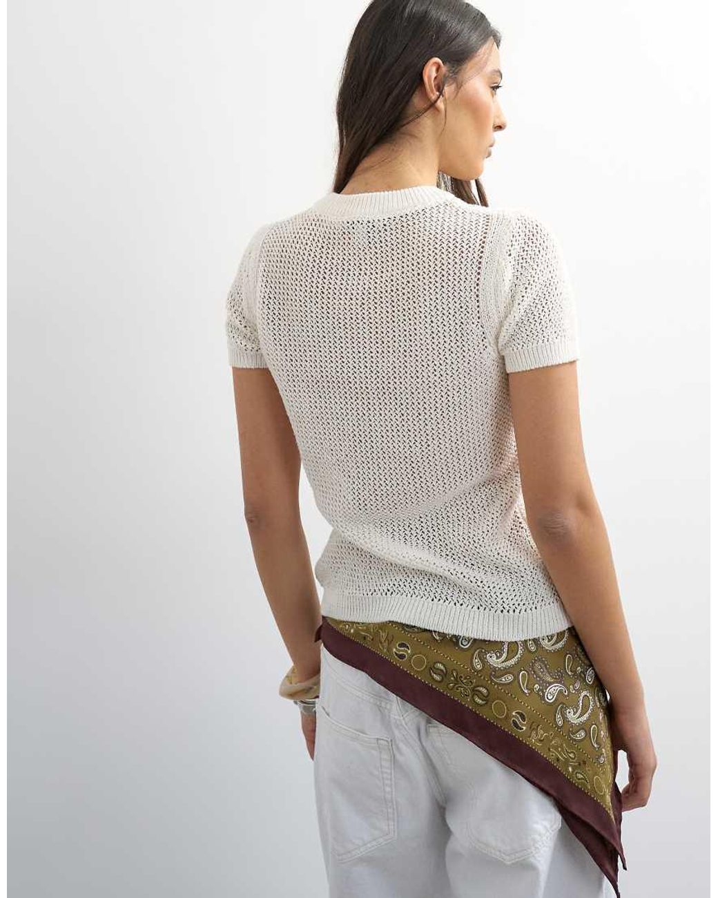 TOPSHOP White Knitted Stitchy Cardigan