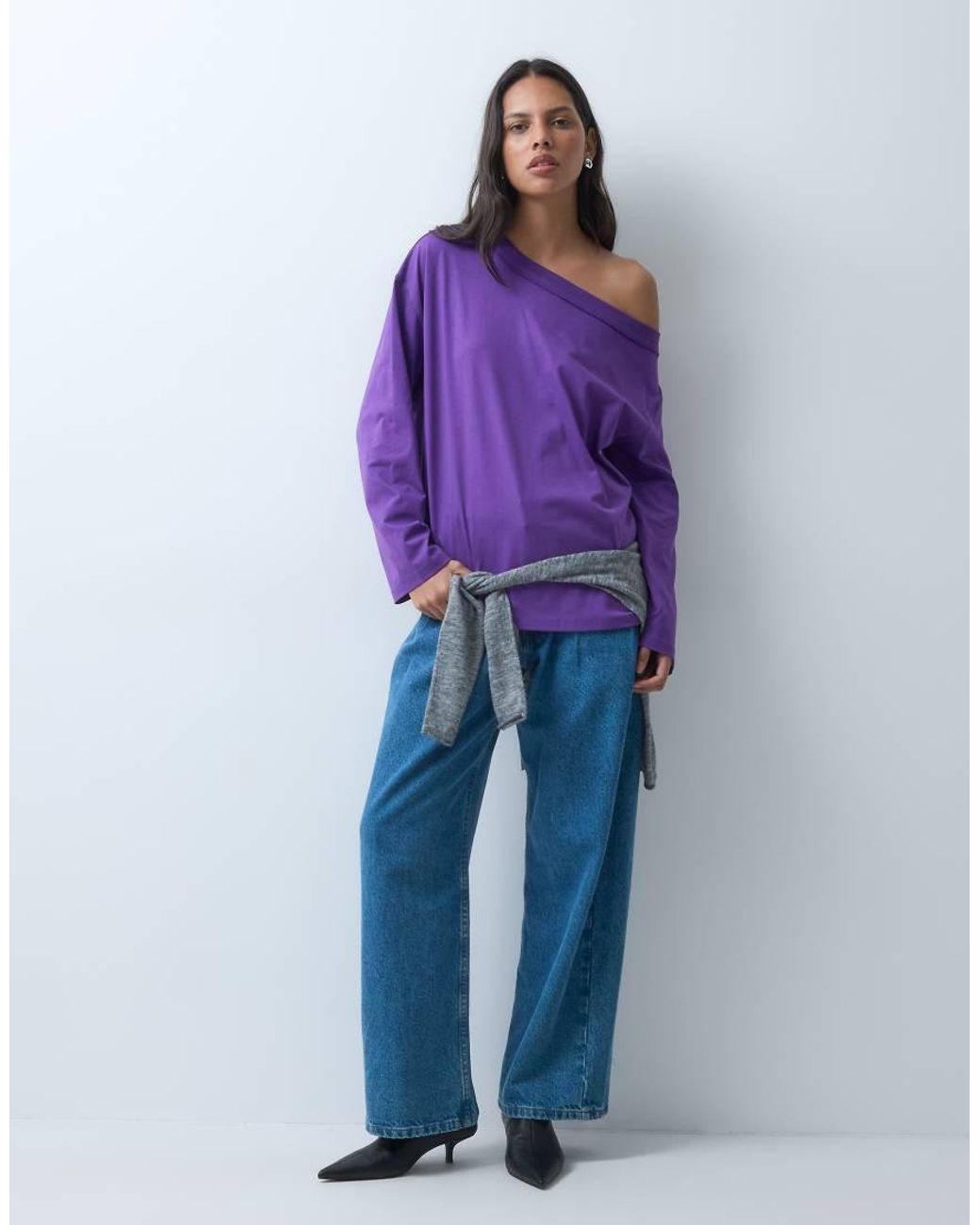 ASOS Purple Washed One Shoulder Sweatshirt