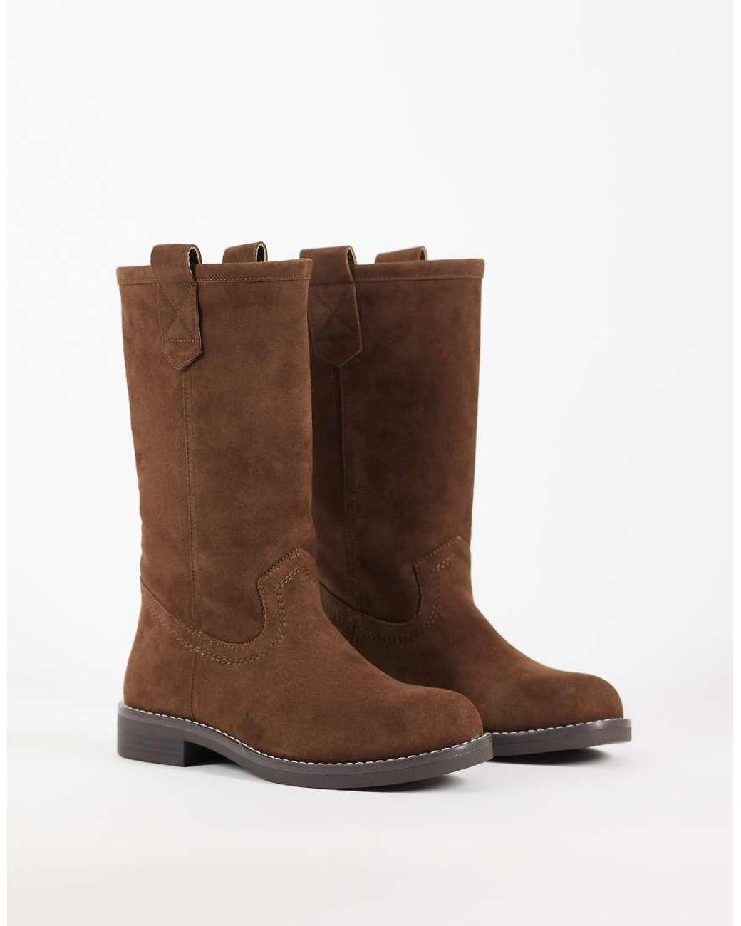 ASOS Brown Clementine Pull On Trucker Knee Boots