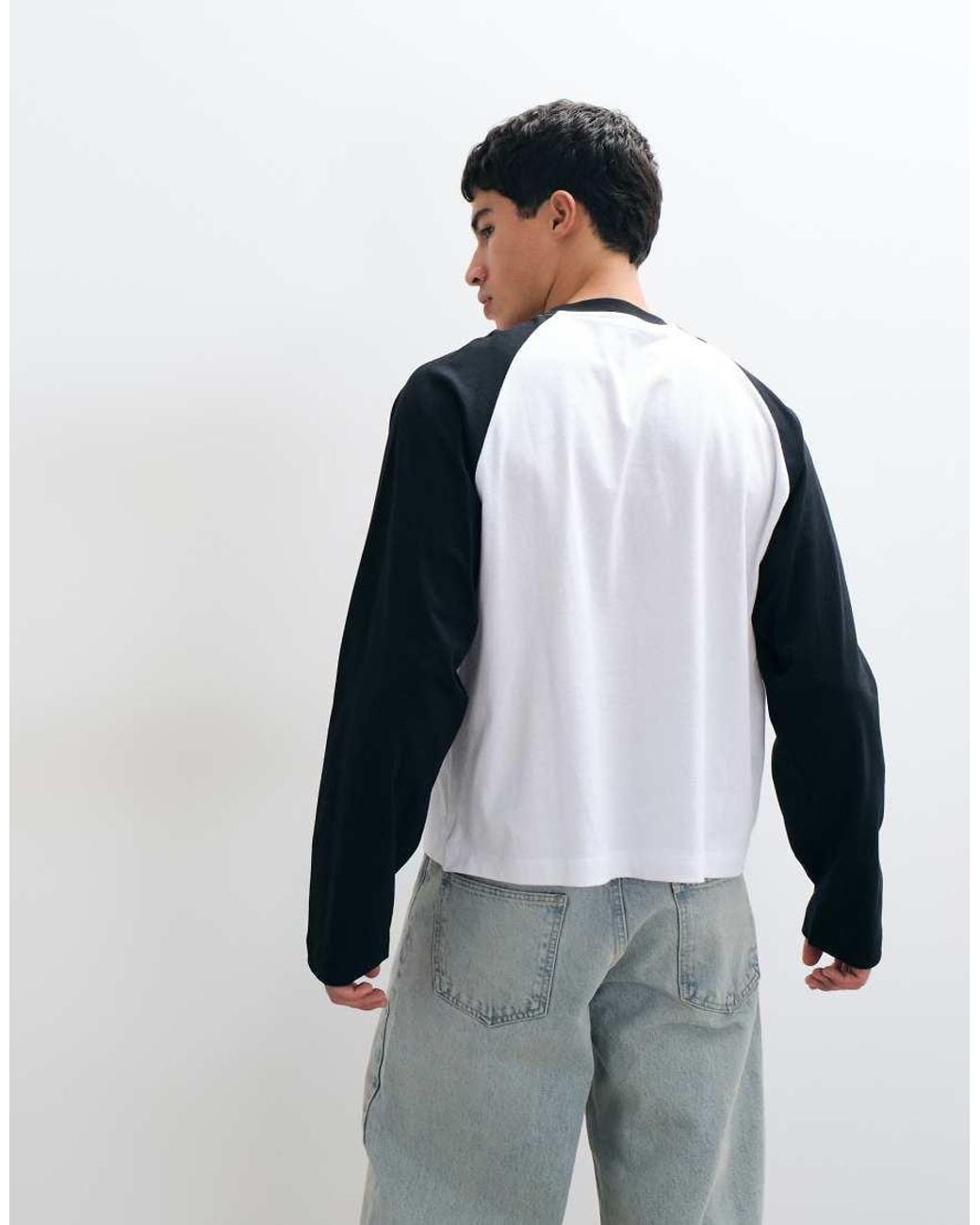 ASOS Blue Boxy Oversized Raglan Long Sleeve Top for men