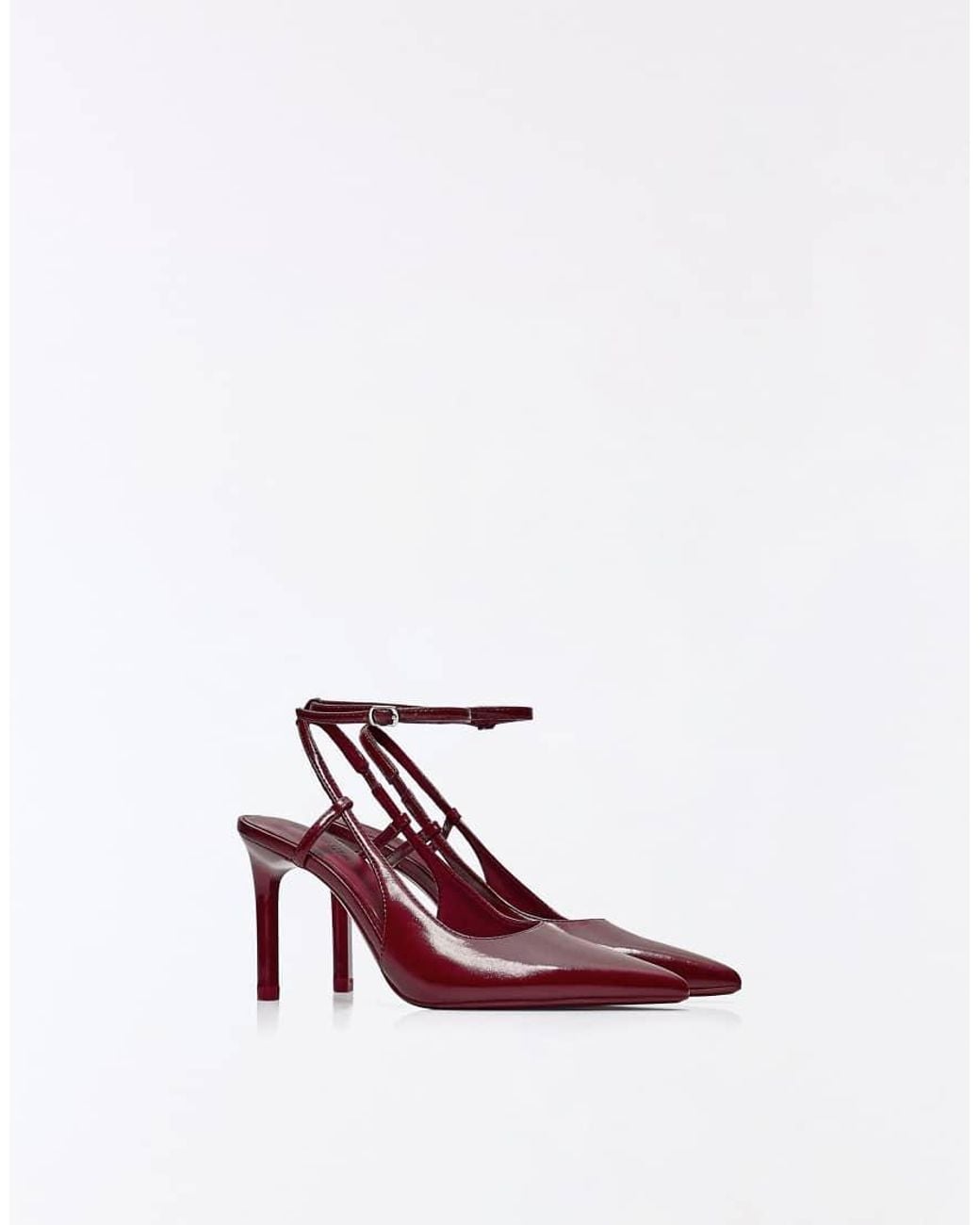 Bershka White Heeled Slingback Shoes With Ankle Strap