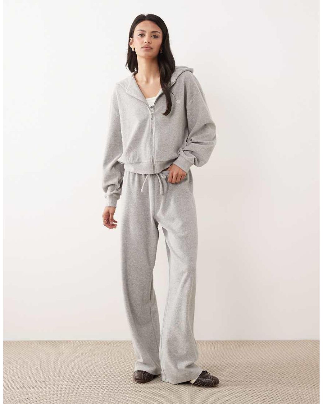 4th & Reckless Gray Cotton Rich Towelling Zip Through Hoodie Co-ord