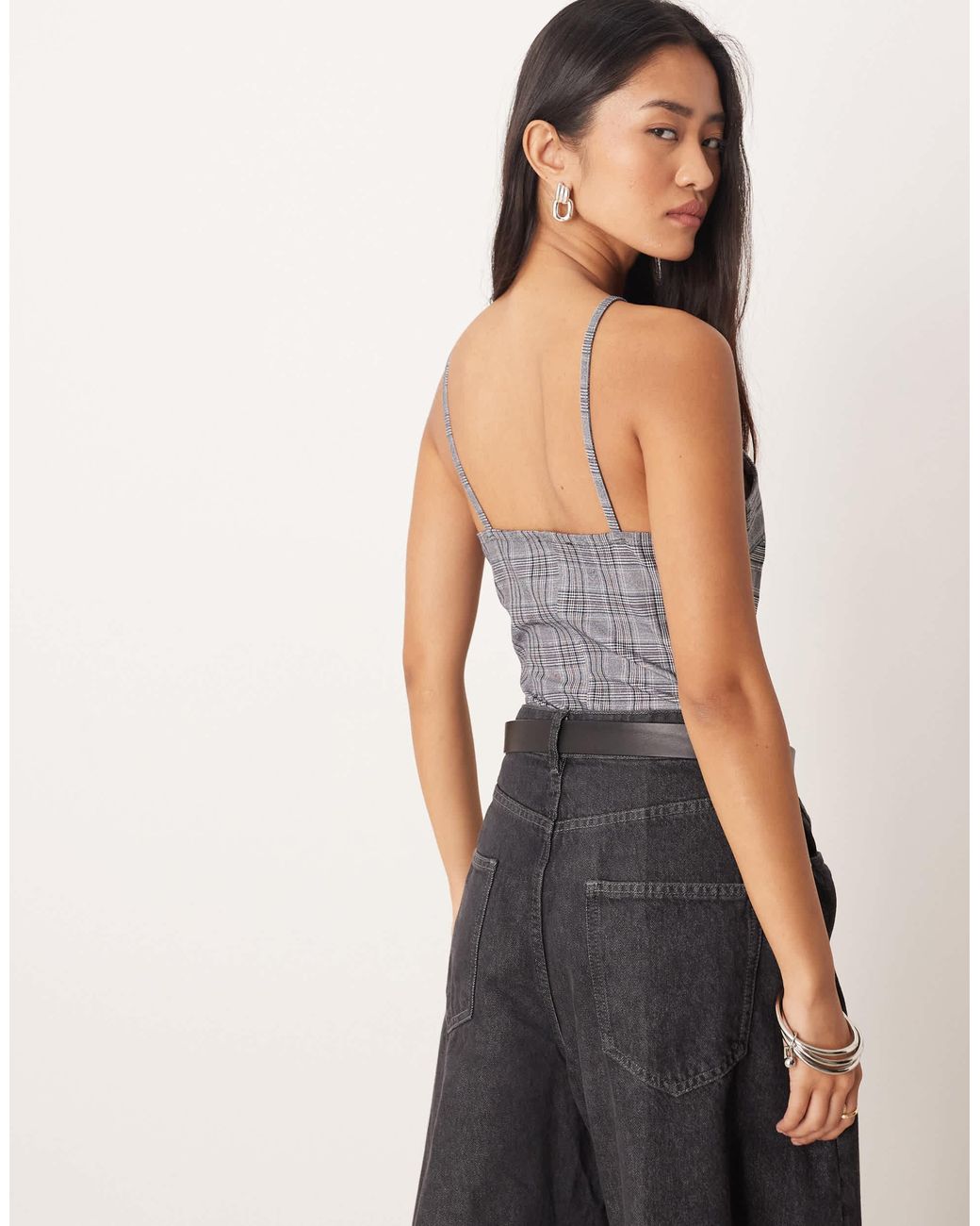 ASOS Gray Square Neck Fitted Bodysuit