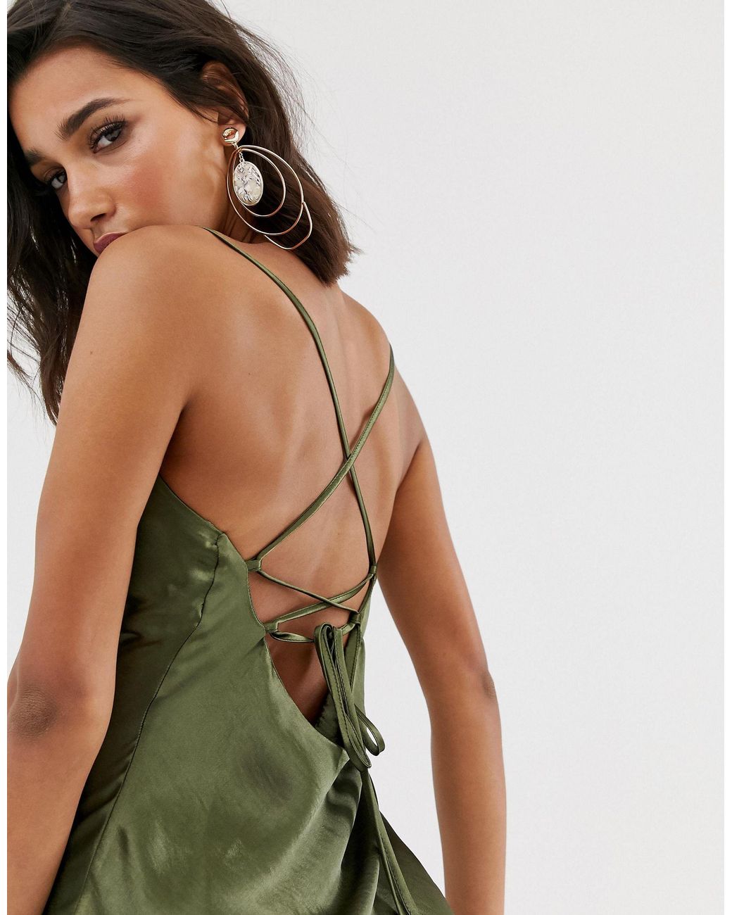 ASOS Cami Mini Slip Dress in Green | Lyst ASOS Cami Mini Slip Dress in Green | Lyst