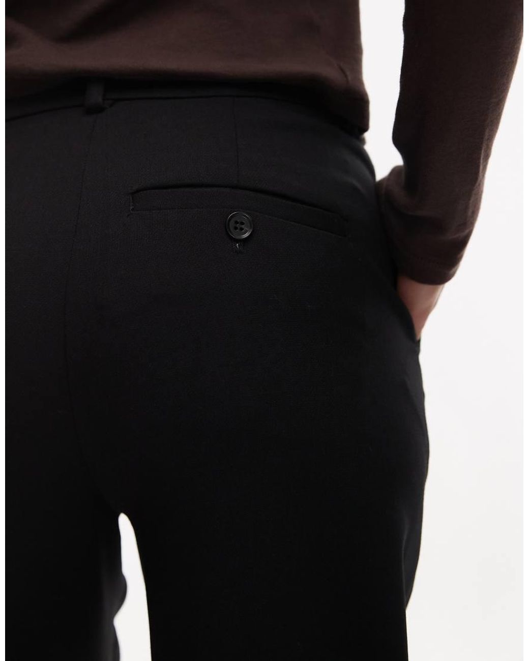 ARKET Black Wool Stretch Slim Cropped Trousers