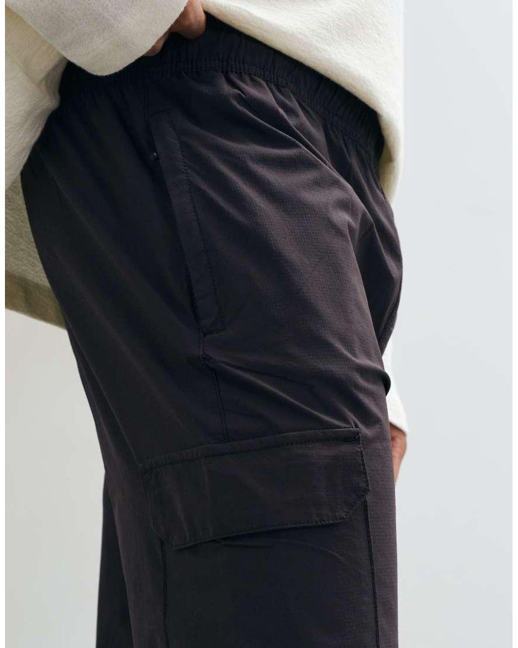 Brave Soul White Ripstop Cargo Trousers With Elasticated Waist for men