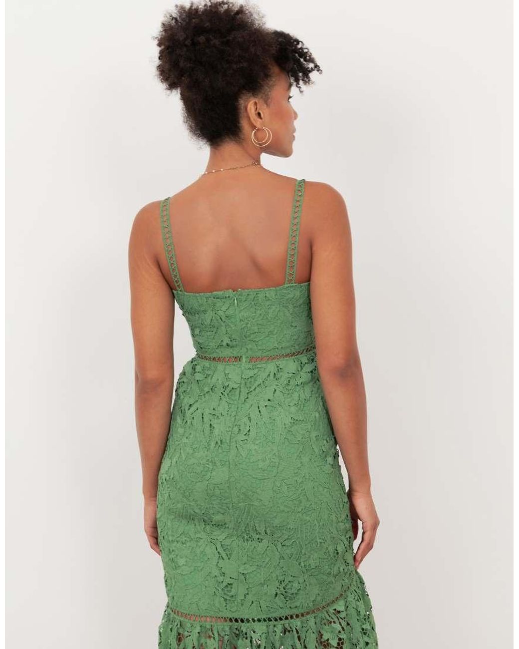 Maya Green Lace Cami Midi Dress