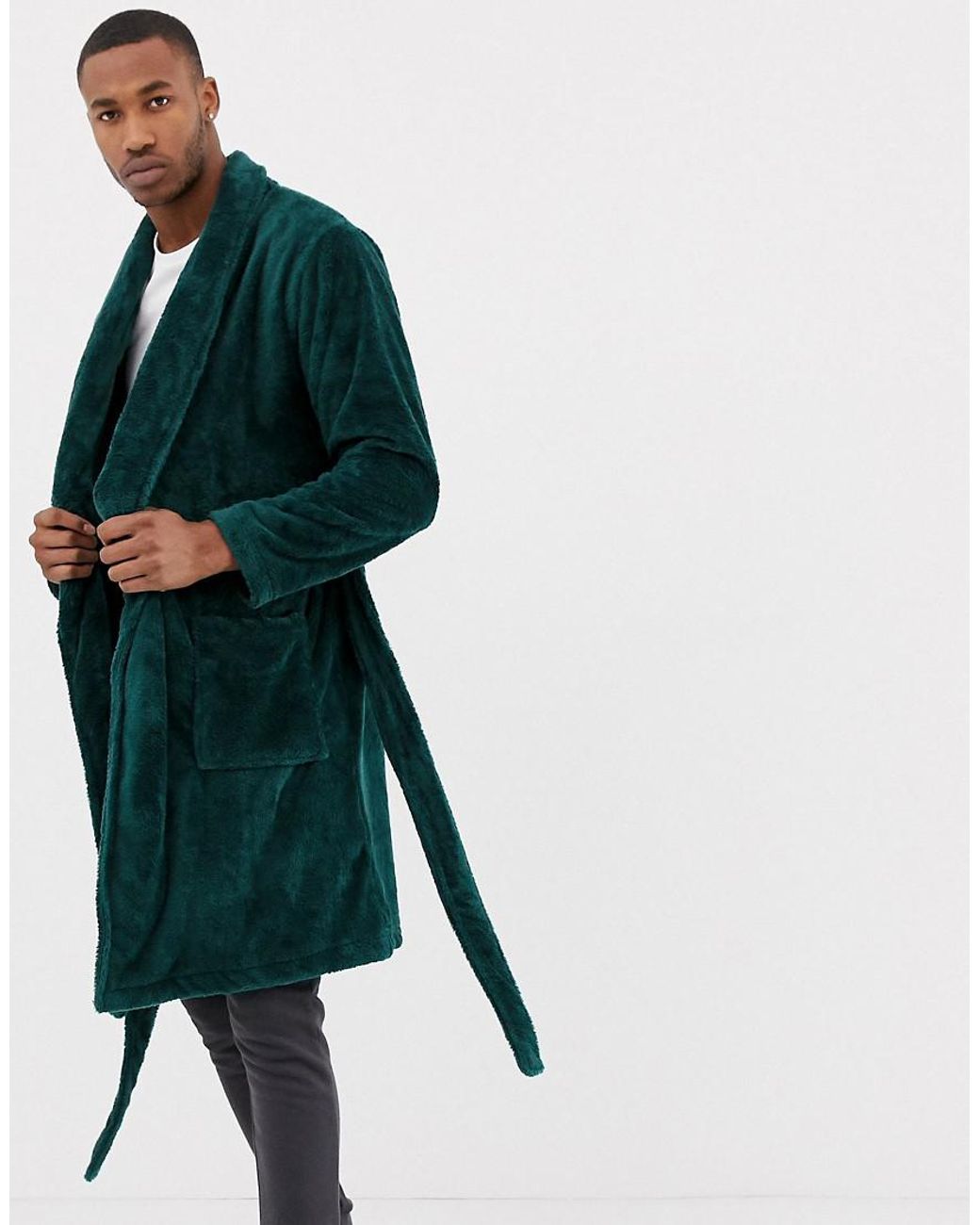 ASOS Fluffy Robe In Emerald Green for Men | Lyst UK