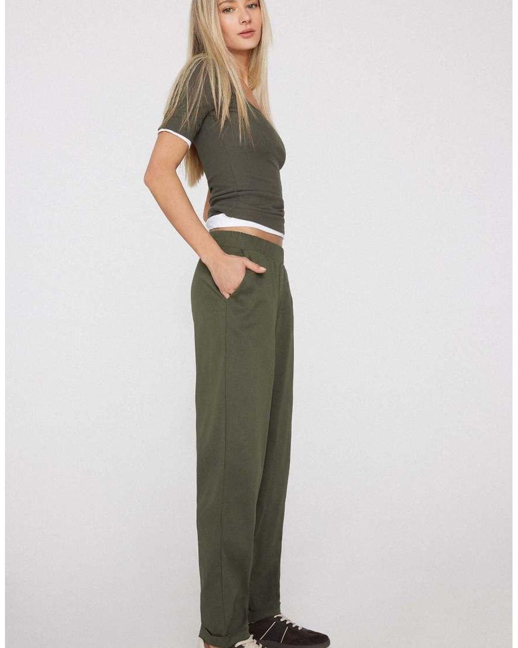 Tezenis Green Gabardine Cigarette Trousers