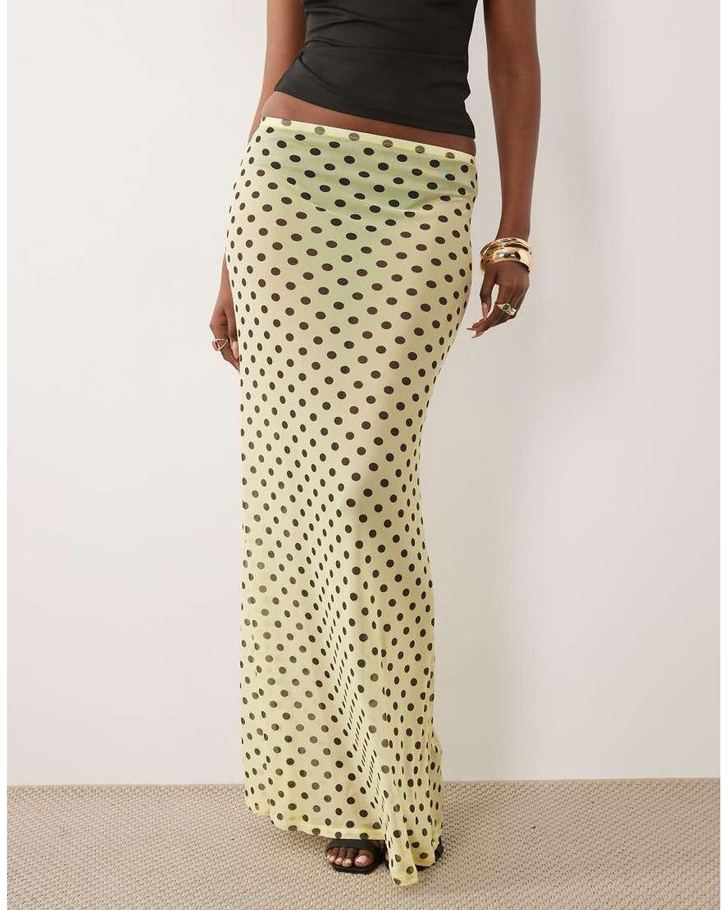 ASOS Metallic Printed Sheer Mesh Maxi Skirt