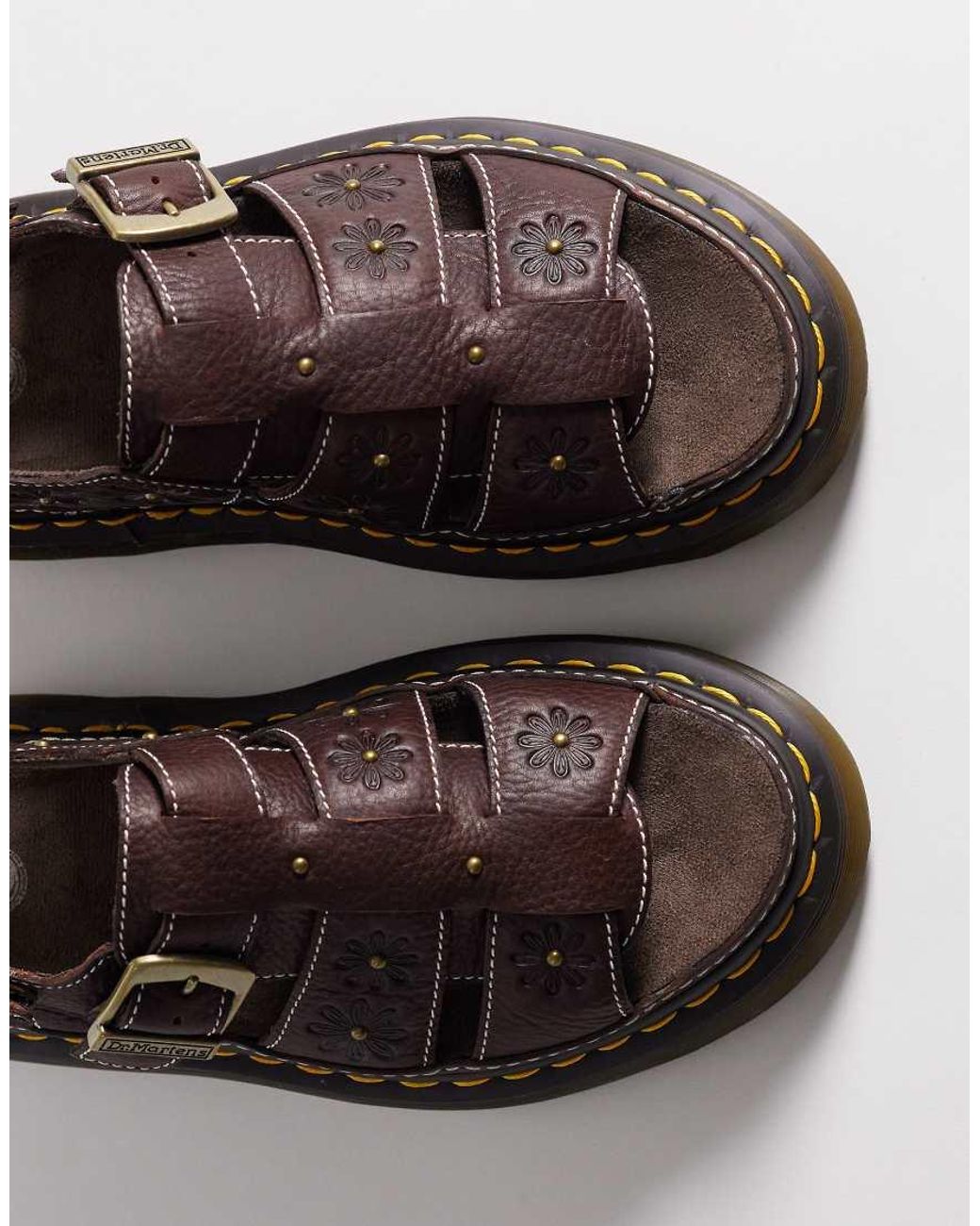 Dr. Martens Brown Wrenlie Floral Embossed Sandal