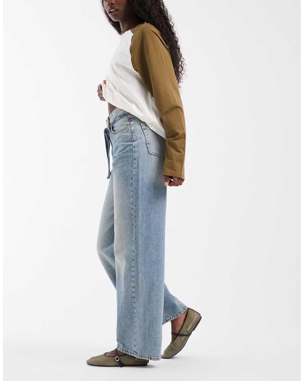 JJXX Blue Tokyo Wide Fit Jeans With Drawstring Belt
