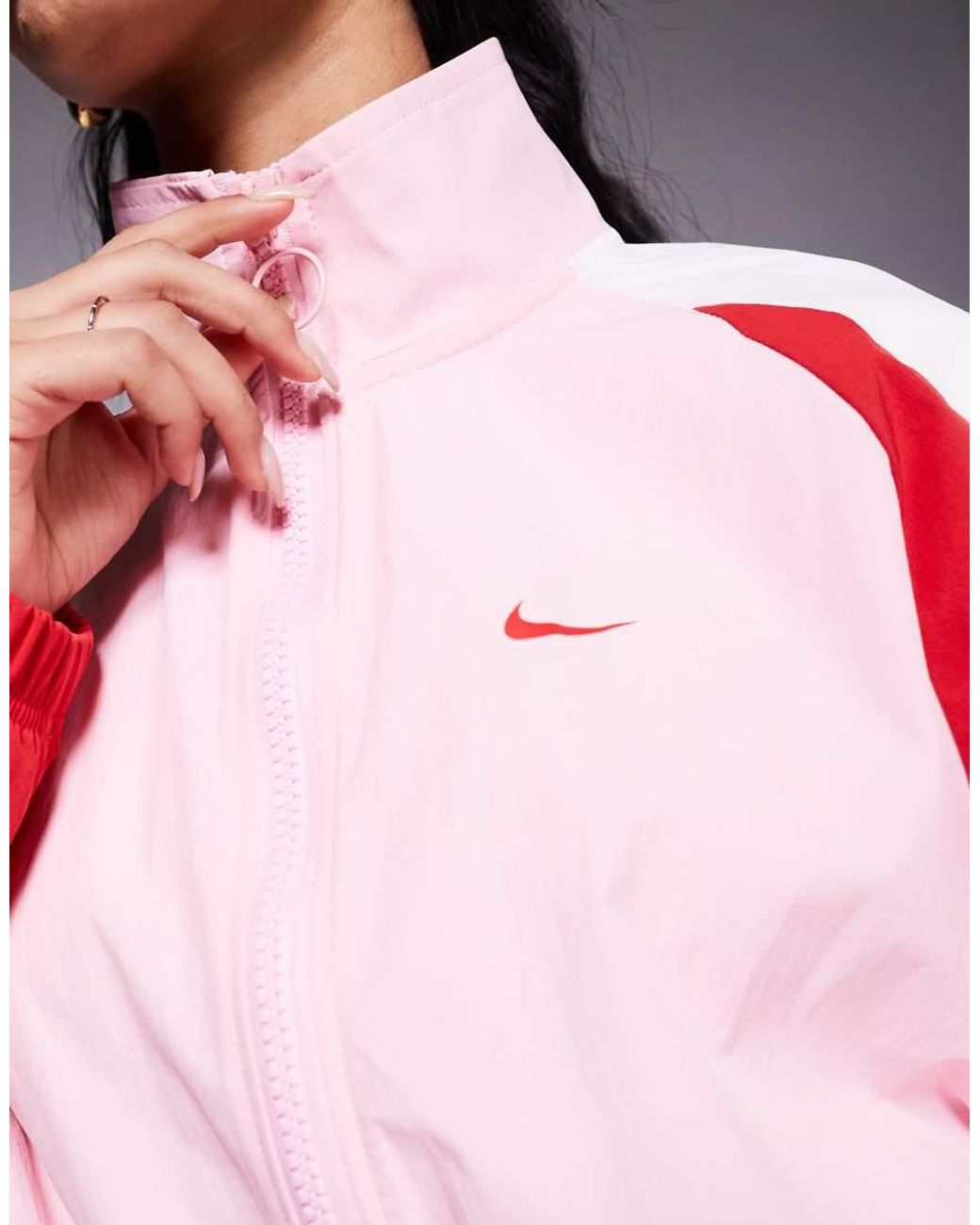 nike windrunner jacket pink and white