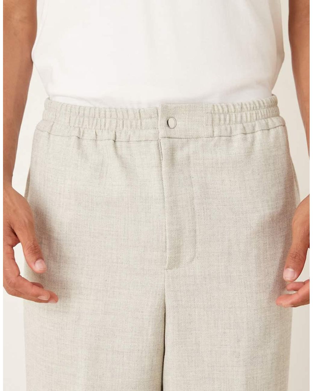 ASOS Natural Smart Melange Wide Leg Pants for men