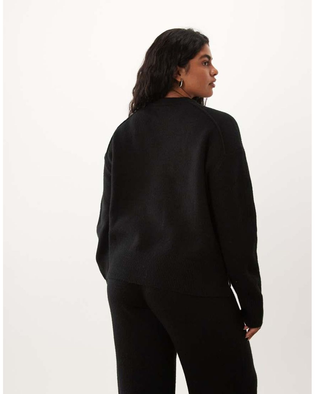 ASOS Black Asos Design Curve Relaxed Jumper With Side Split Detail